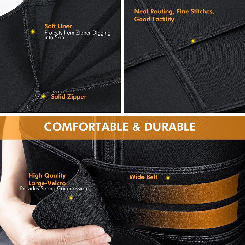 A+ Choice Sauna Vest Waist Trainer for Men - Mens Sauna Suit Double Sweat Belt Body Shaper for Gym Workout Exercise - Image 3